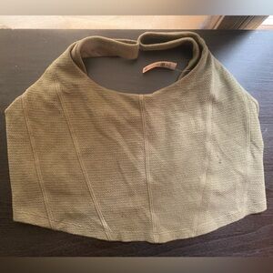 NWT XL Aerie Offline Party Favor Corset Tank Top w/ Built in Bra.Green/tan mix.